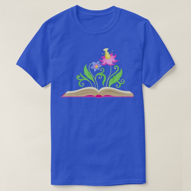 T-shirt Fleurs poussant à partir du livre Amateur de livre (Design devant)