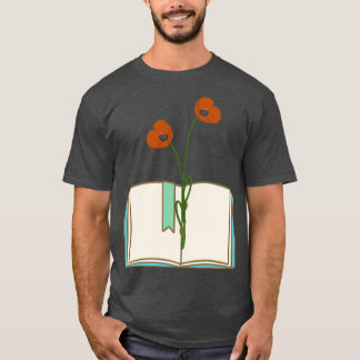 T-shirt fleurs poussant à partir du livre pousser positif
