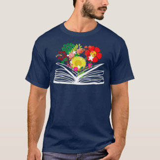 T-shirt fleurs poussant du livre drôle
