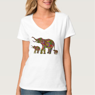 T-shirt Fleurs rétro colorées Elephant Famille 3