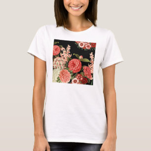 T-shirt fleurs roses botaniques vintages modernes