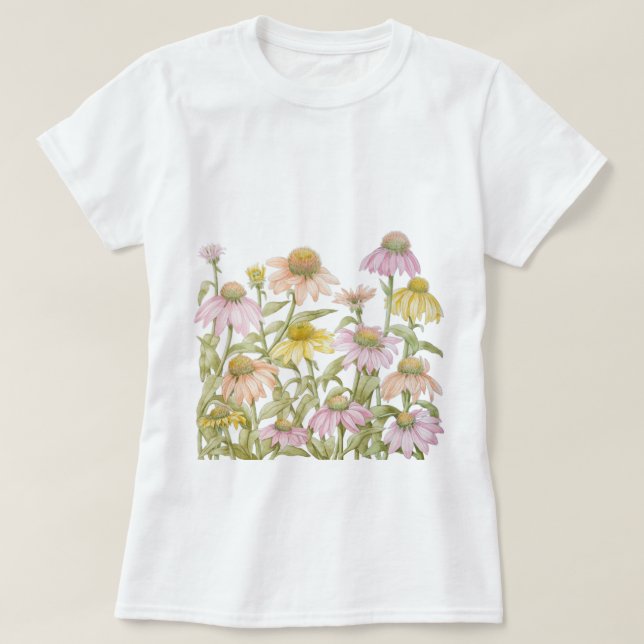 T-shirt Fleurs roses Daisy Floral Botanical Art (Design devant)