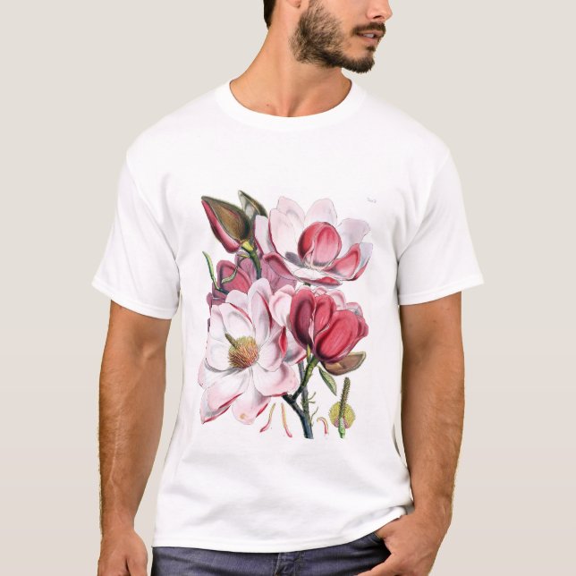 T-shirt Fleurs roses de magnolia (Devant)