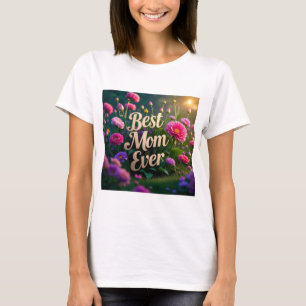 T-shirt Fleurs roses de marionnettes Meilleure maman jamai