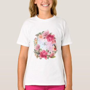T-shirt Fleurs Roses Et Fées Filles