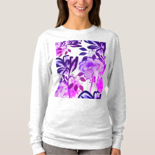 T-shirt Fleurs roses et violettes Motif botanique