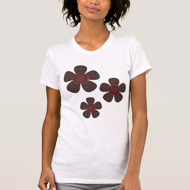 T-shirt fleurs rouges et noires (Devant)