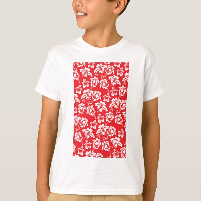 T-shirt Fleurs rouges hawaïennes (Devant)