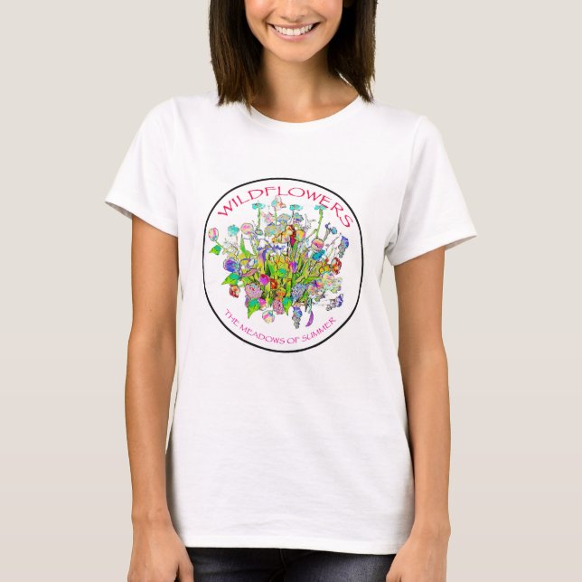 T-shirt Fleurs sauvages Art avec texte (Devant)