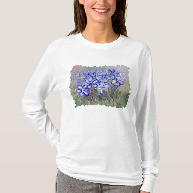 T-shirt Fleurs sauvages bleus dans une peinture de (Devant)