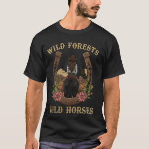 T-shirt Fleurs sauvages Chevaux sauvages Rétro Rodeo Weste