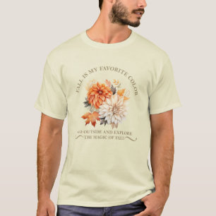 T-shirt Fleurs sauvages d'aquarelle feuilles automne citat