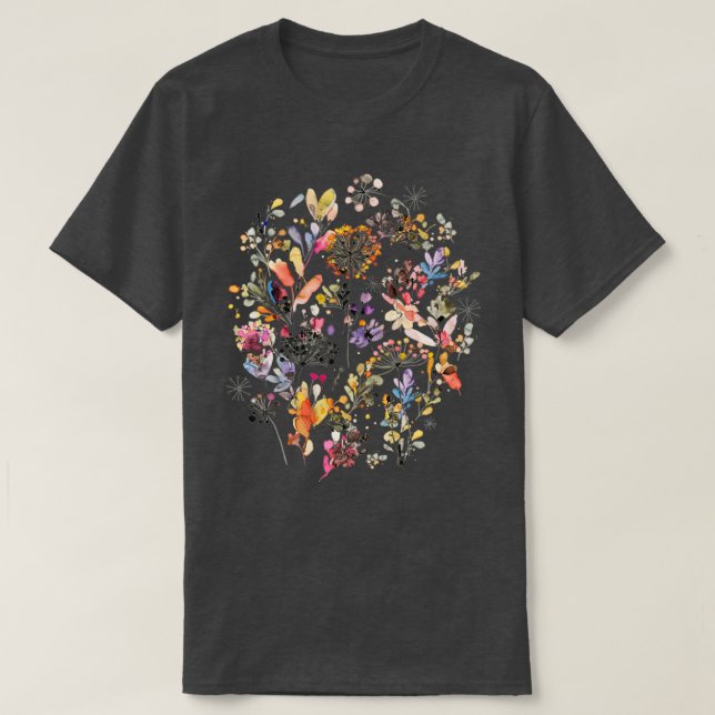 T-shirt Fleurs sauvages et aquarelle Plante Bot nature sau (Design devant)