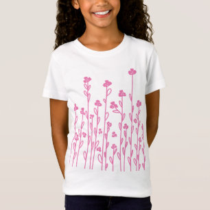 T-Shirt Fleurs sauvages floraux de doodle rose pâle