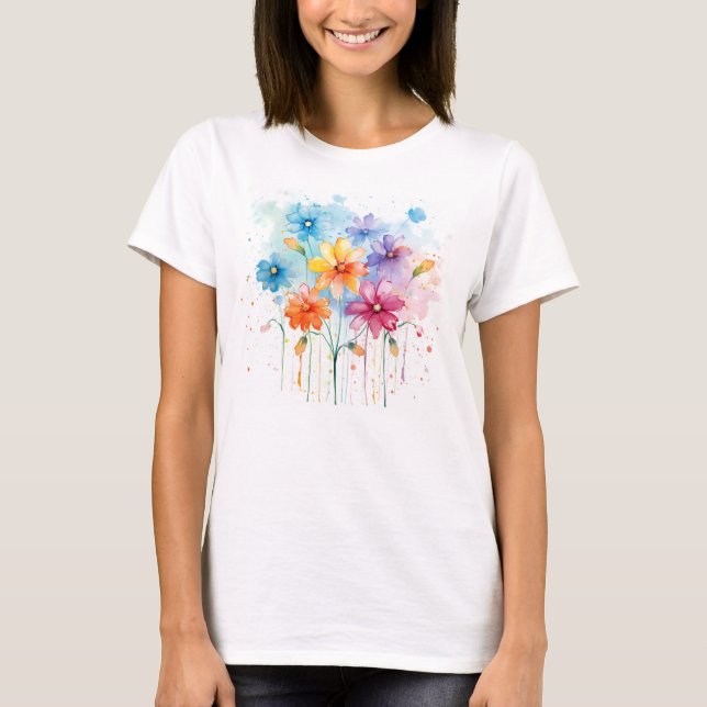 T-shirt Fleurs sauvages peintes à la main (Devant)
