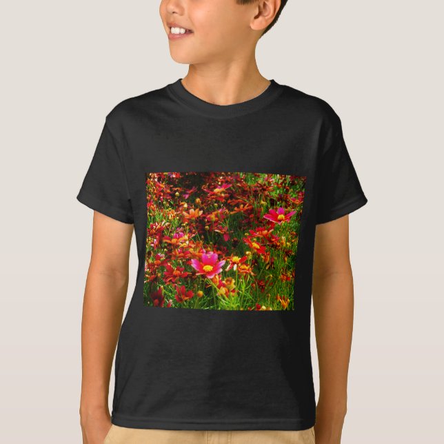 T-shirt Fleurs sauvages rose et jaune pâle (Devant)