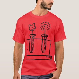 T-shirt fleurs simples dans les tubes de laboratoire flora