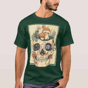 T-shirt Fleurs Skeleton Dark Academia Natur