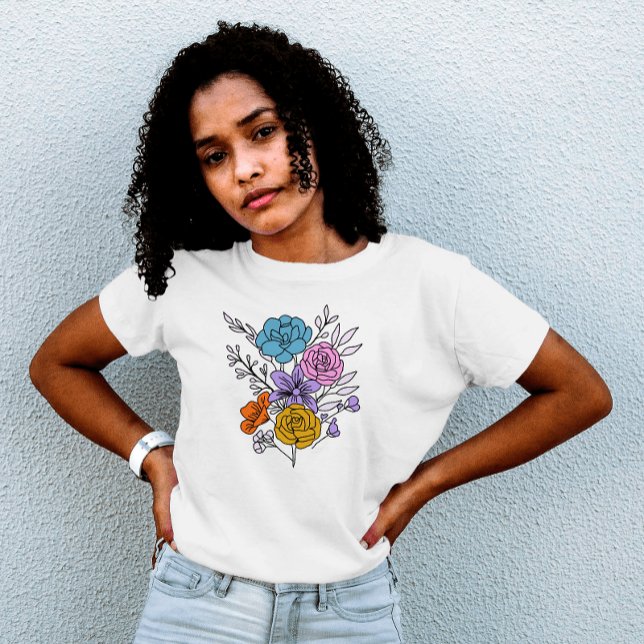 T-shirt fleurs tendance féminine élégante mignonne (Créateur téléchargé)