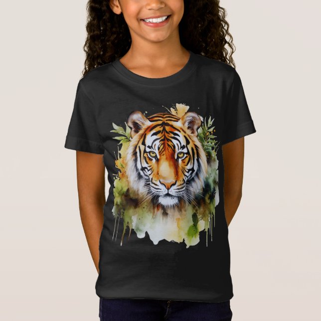 T-Shirt Fleurs Tiger Pastel Safari Aquarelle Savannah (Devant)