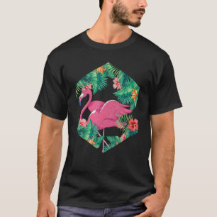 T-shirt Fleurs tropicales animales Flamant rose rose flora