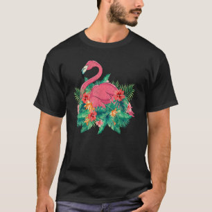 T-shirt Fleurs tropicales d'animaux Flammes florales roses