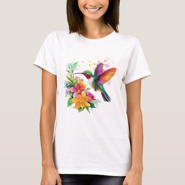 T-shirt Fleurs tropicales des colibris (Devant)
