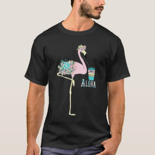T-shirt Fleurs Tropicales Du Flamant rose Rose Doux Pour F