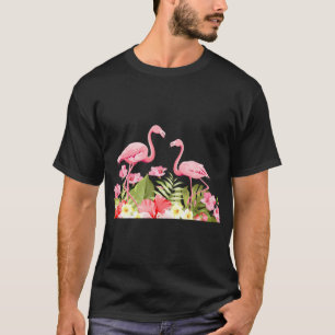 T-shirt Fleurs tropicales et design de flamants roses