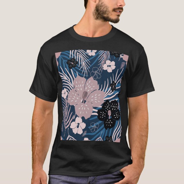 T-shirt Fleurs tropicales Palm Texture Feuille (Devant)