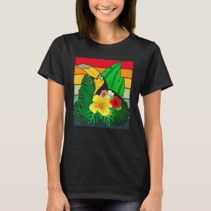T-shirt Fleurs tropicales Zoo Oiseau Animal exotique Retro