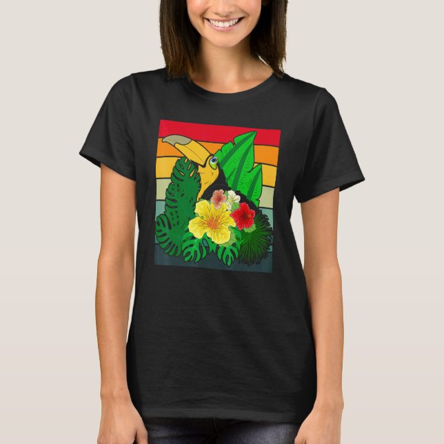 T-shirt Fleurs tropicales Zoo Oiseau Animal exotique Retro (Devant)