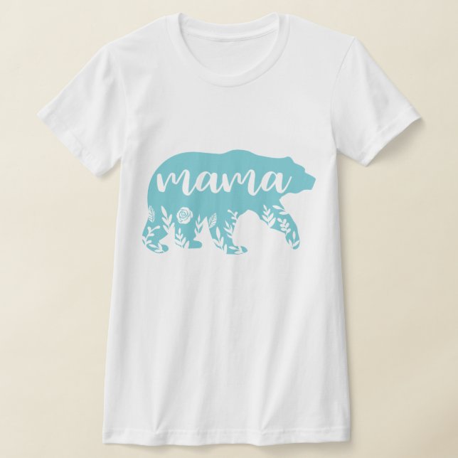 T-shirt Fleurs turquoise de l'ours de maman (Poser)