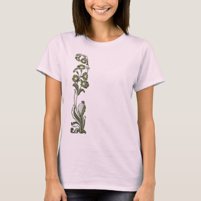 T-shirt Fleurs vert foncé (avant et arrière) (Devant)