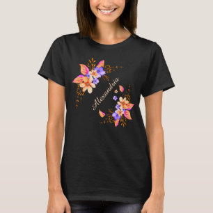 T-shirt Fleurs violettes jaunes Motif d'aquarelle Abstrait