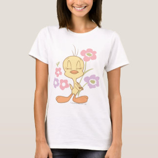 T-shirt Fleurs violettes rose Tweety