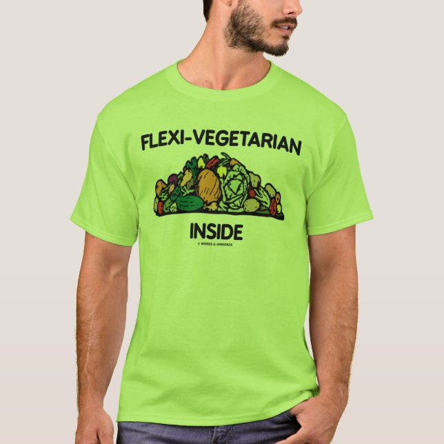 T-shirt Flexi-Végétarien À L'Intérieur (Pile De Légumes) (Devant)