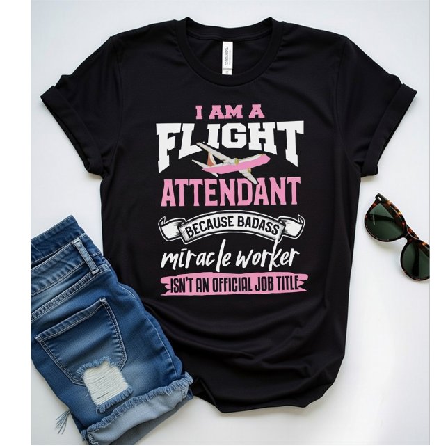 T-shirt Flight Attendant Because Badass Miracle, Funny  (Créateur téléchargé)