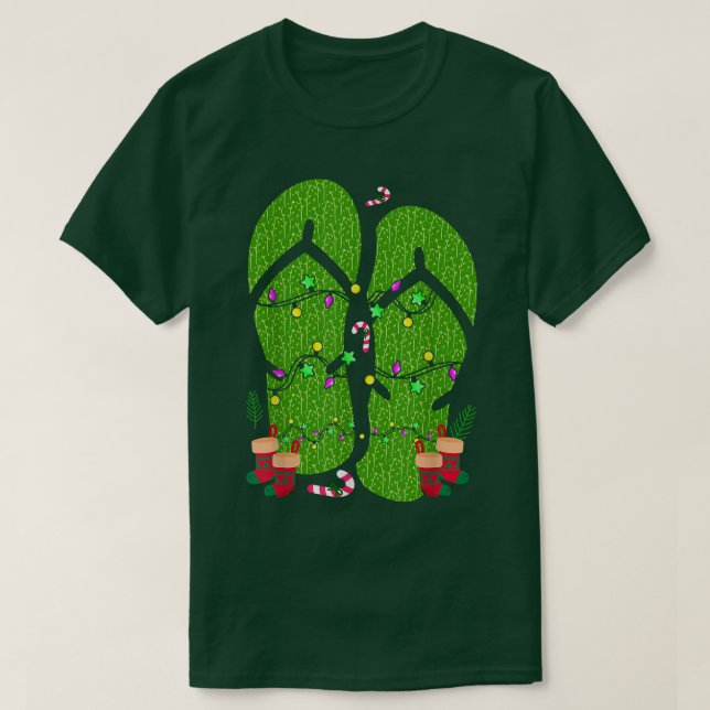 T-shirt Flip Flops Christmas Lights Hawaii Summer Christma (Design devant)