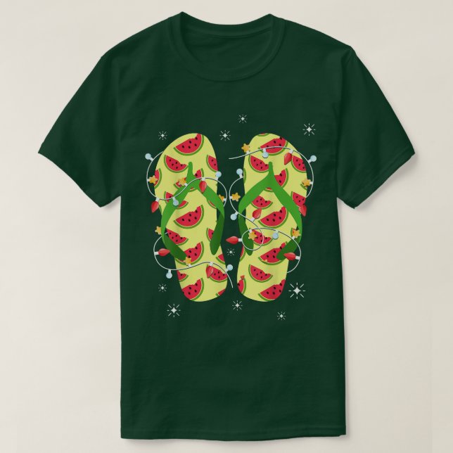 T-shirt Flip Flops de pastèque tropicale Noël (Design devant)