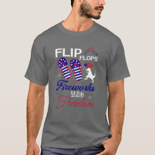 T-shirt Flip Flops Feu D'Oeuvre Et Liberté Drapeau América