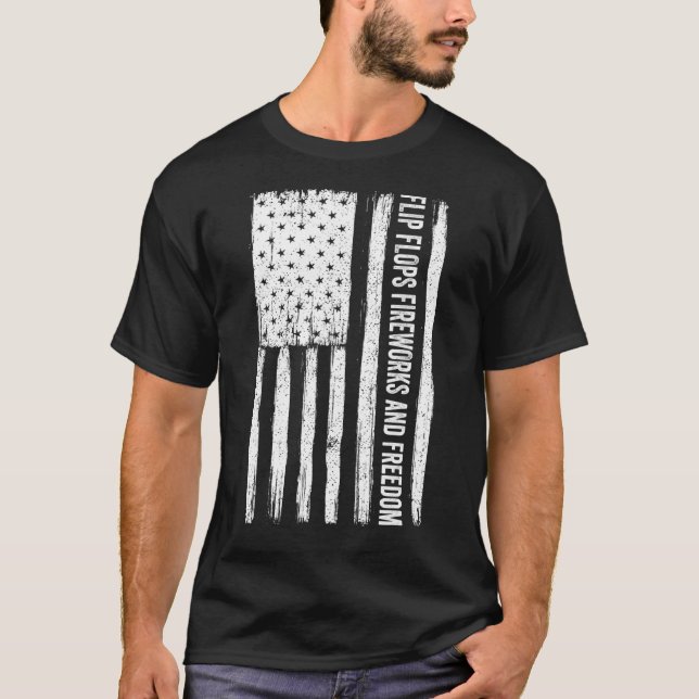 T-shirt Flip Flops Fireworks Freedom 4 Juillet (Devant)