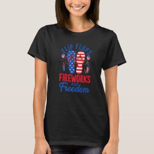 T-shirt Flip Flops Fireworks & Freedom Drapeau Usa 4 Juil