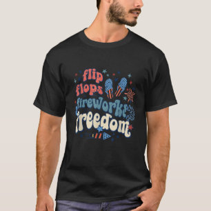 T-shirt Flip Flops Fireworks Freedom Patriotic Quatrième d