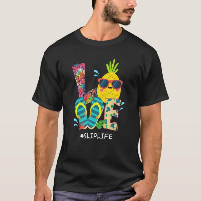 T-shirt Flip Flops Plage Ananas Vacances été Love Sl (Devant)