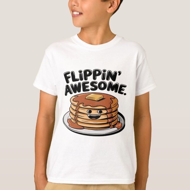T-shirt Flippin' Awesome Pancake Stack Drôle Petit Déjeune (Devant)