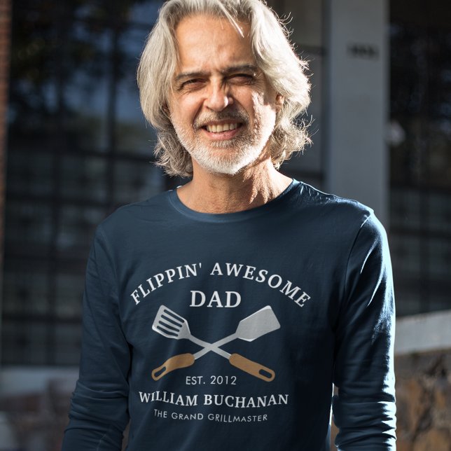 T-shirt Flippin Awesome Papa BBQ Père personnalisé (Flippin Awesome Dad BBQ Father Personalized T-Shirt)