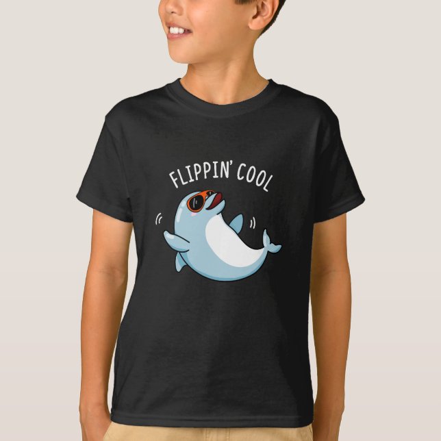 T-shirt Flippin Cool Drôle Dolphin Pun Dark BG (Devant)