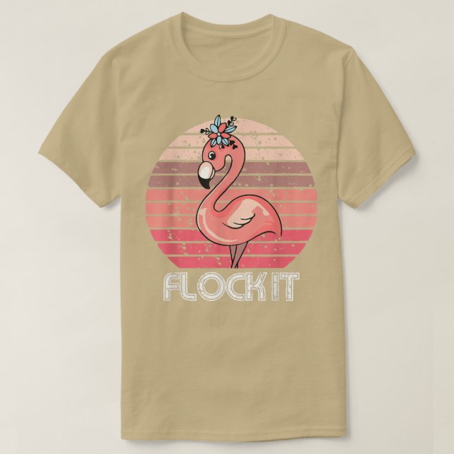 T-shirt Flock It, Flamant rose Mignonne Pour Hommes Femmes (Design devant)