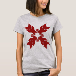 T-shirt Flocon de neige Abstrait rouge floral contemporain